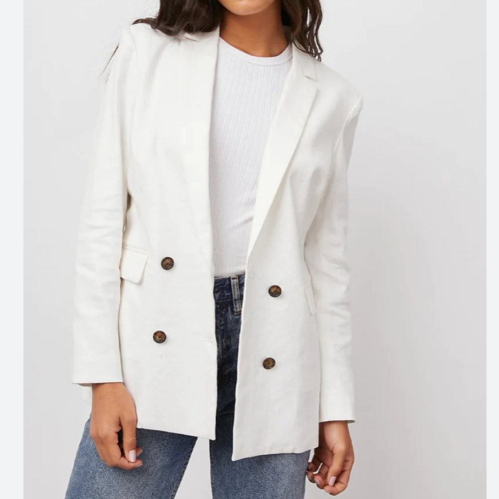 RAILS Jac Linen Cotton Blend Blazer In Cream XL